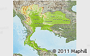 Physical Panoramic Map of Thailand, semi-desaturated, land only