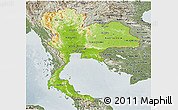 Physical Panoramic Map of Thailand, semi-desaturated