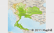 Physical Panoramic Map of Thailand, shaded relief outside