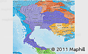 Political Shades Panoramic Map of Thailand