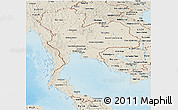 Shaded Relief Panoramic Map of Thailand