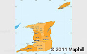 Political Shades Simple Map of Trinidad and Tobago