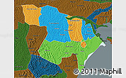 Political 3D Map of Masaka, darken