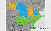 Political 3D Map of Masaka, desaturated