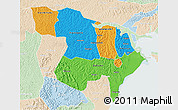 Political 3D Map of Masaka, lighten