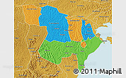 Political 3D Map of Masaka, physical outside