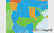 Political 3D Map of Masaka, political shades outside