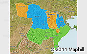 Political 3D Map of Masaka, satellite outside