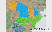 Political 3D Map of Masaka, semi-desaturated