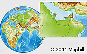 Physical Location Map of Ajman, within the entire country