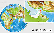 Physical Location Map of Ajman, highlighted country