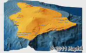 Political Panoramic Map of Hawaii County, darken