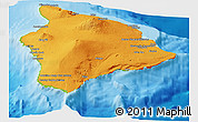 Political Panoramic Map of Hawaii County, physical outside