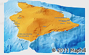 Political Panoramic Map of Hawaii County, shaded relief outside