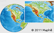 Physical Location Map of New Mexico, within the entire country