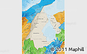 Shaded Relief Map of Zulia, political shades outside