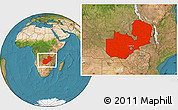 Satellite Location Map of Zambia