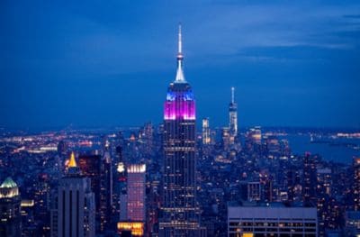 Aerial image of the Empire State Building in NYC