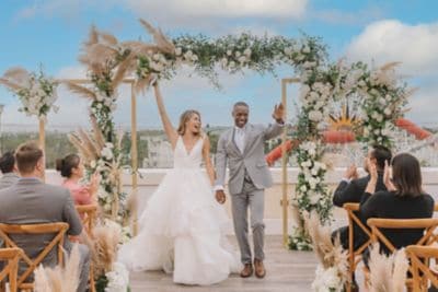 Marriage ceremony on 8th floor outdoor venue