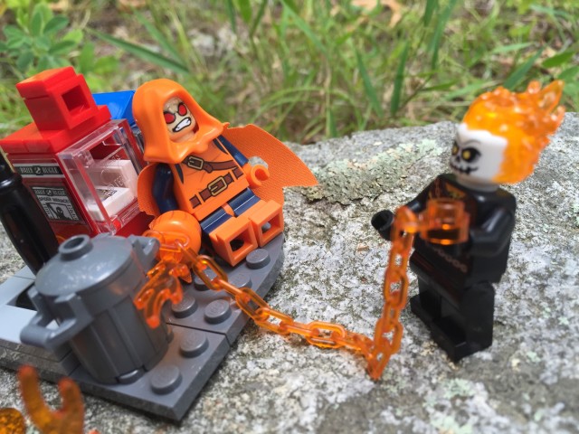 LEGO Ghost Rider Attacks Hobgoblin with Flaming Chain