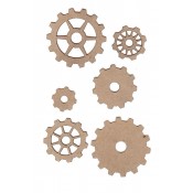 Chipboard Embellishments - Gear Set (6 pc)