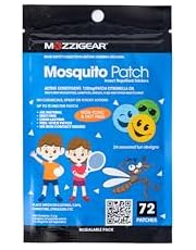 Mozzigear Mosquito Repellent Small Patch Sticker 72 Pack - Natural, Non-toxic and Deet Free ingredients - Indoor and Outdoor - Repellent of Mosquitoes, Sandflies, Midges, Ticks, and other Insects - Citronella essential oil - Up to 12 hours protection – Assorted fun designs - Ideal for newborns and babies.