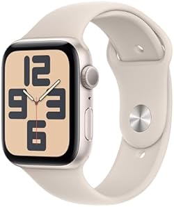 Apple Watch SE (2nd Gen) [GPS 44mm] Smartwatch with Starlight Aluminium Case with Starlight Sport Band. Fitnes