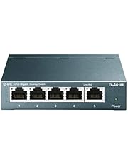 TP-Link TL-SG105 5 Port Gigabit Unmanaged Ethernet Network Switch, Ethernet Splitter, Plug and Play, Fanless Metal Design, Shielded Ports, Traffic Optimization, Limited Lifetime Protection,Black