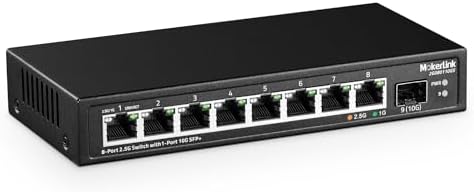 MokerLink 8 Port 2.5Gigabit Ethernet Switch with 10G SFP Slot, 8 x 2.5G Base-T Ports Compatible with 10/100/1000Mbps, Metal Unmanaged Fanless Small Network Switch