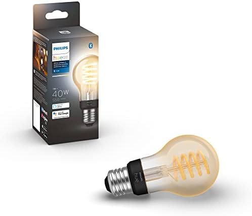 Philips Hue Smart 40W A19 Filament LED Bulb - White Ambiance Warm-to-Cool White Light - 1 Pack - 550LM - E26 - Indoor - Control with Hue App - Works with Alexa, Google Assistant and Apple Homekit