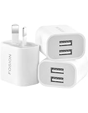 FOSION USB Wall Charger Dual Port AU Plug 3 Pack 5V/2.1A USB Charger Plug Power Adapter Compatible with iPhone Xs/X / 8/8 Plus / 7 / 6S / 6S Plus, Samsung Galaxy S7/S6/S5, HTC, Kindle