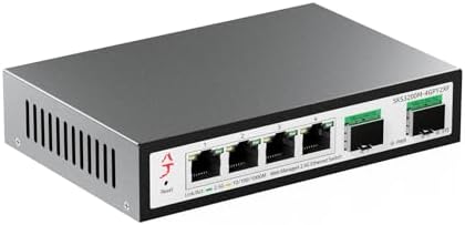 XikeStor 4 Port 2.5G Web Managed Ethernet Switch with 2X 10G SFP+, 2.5Gb Network Homelab Switch Support LACP/VLAN/QoS/STP/IGMP, Fanless 2.5 Gigabit Managed Switch, Metal Housing, Desktop/Wall-Mount