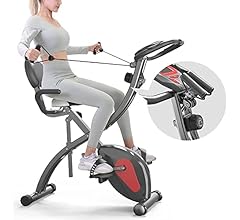 3-in-1 Folding Exercise Bike | Upright and Recumbent Foldable Stationary Bike | Magnetic Fitness Bike Indoor with Back Rest…