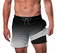 Mens Swim Trunks 5.5'' Compression Liner Quick Dry Board Shorts 2 in 1 Waterproof Draw Elastic Waist Boxer Briefs