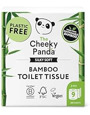 The Cheeky Panda Bamboo Toilet Paper – 9 Rolls of Toilet Paper | Plastic Free Packaging and Sustainable Toilet Tissue | 100% Compostable