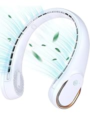 KIDEE Neck Fan, Neck Fans Portable Rechargeable, Upgrade 360° Air Outlet, Super Quiet, 3 Speeds, 4000mAh Personal Bladeless Wearable Fan for Indoor Outdoor Travel-White