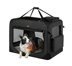 Feandrea 91 cm Collapsible Soft Dog Crate, Portable Travel Dog Crate for Indoor and Outdoor Use, Dog Carrier Kennel with Sa…