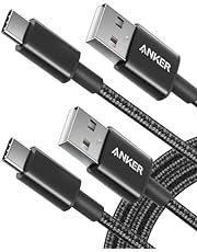 Anker USB C Cable, [2-Pack, 6 ft] Type C Charger Premium Nylon USB Cable, USB A to Type C Charging Cable Fast Charge for Samsung Galaxy S10 S10+ / Note 8, LG V20 and Other USB C Charger (Black)