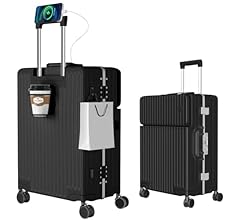 Suitcase, Multi-functional, Front Opening, Carrying Case, Stopper, Carry-on Bag, Portable Stand, USB Port, Cup Holder, Hidd…