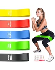 Resistance Bands for Exercise Set of 5 Elastic Workout Bands for Stretch Training, Fitness, Pilates, Physical Therapy, Rehab, Yoga with Instruction Guide, Leg Glute Training Loop Bands