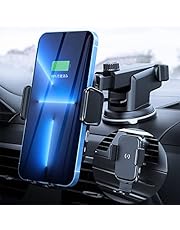 (2024 Newest Enhanced Version) In-Car Wireless Charger, 15 W, Rapid Car Holder, Smartphone Holder, Car Auto Open and Close, iPhone 15/14/13/12/11 Series/XS/XR/8/Samsung S8/S9/S10 Qi Models, Compatible