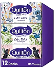 Quilton 3 Ply Extra Thick Facial Tissues Hypo-allergenic (12 boxes of 110 tissues each)