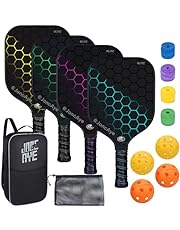 JoncAye Pickleball-Paddles-Set of 4 Rackets and Balls with Bag, Lead Tapes | Fiberglass Pickle-Ball Racquets and Accessories for Men, Women, Kids, Adults | USAPA Approved Raquette de Pickleball