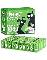 PET N PET Dog Poop Bags, USDA Certified 38% Biobased Poop Bags Pea Green Unscented 1080 Counts 60 Rolls Pet Waste Bags, Strong Thick Dog Poo Bags, Dog Bags for Poop, Dog Poop Bag Rolls - 9x13 Inches