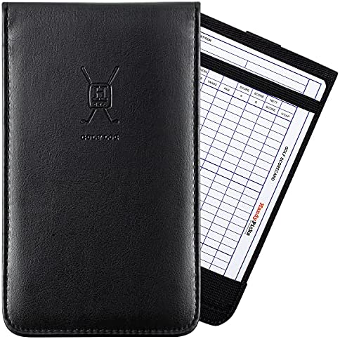 Handy Picks Leather Golf Scorecard Holder | Yardage Book Cover | Scorecard n Pencil Included | Black