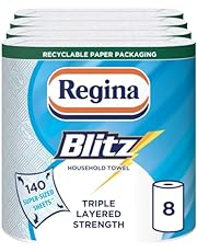 Regina Blitz Household Towel, 560 Super-Sized Sheets, Triple Layered Strength, 8 Rolls