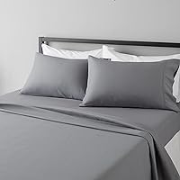 Amazon Basics Lightweight Super Soft Easy Care Microfiber 4-Piece Bed Sheet Set with 14-Inch Deep Pockets, Full, Dark...