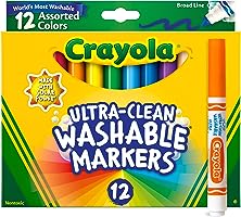 Crayola Broad Line Markers (12ct), Washable Markers for Kids, Classroom Supplies for Teachers, Kids Back to School...