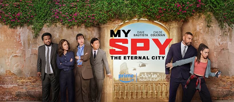 Ken Jeong, Craig Robinson, Kristen Schaal, Dave Bautista, and Chloe Coleman in My Spy The Eternal City (2024)