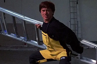 jackie Chan fighting with a stepladder